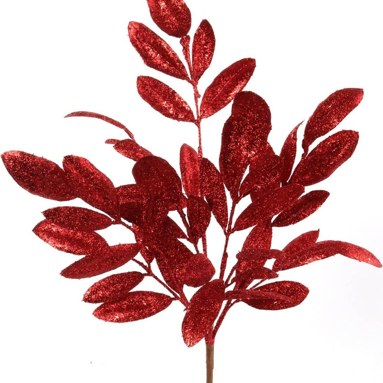Set of 24: Artificial Red Magnolia Leaf Glitter Spray | 20-Inch | Indoor Use | Floral Sprays | Festive Accents | Parties & Events | Home & Office Decor